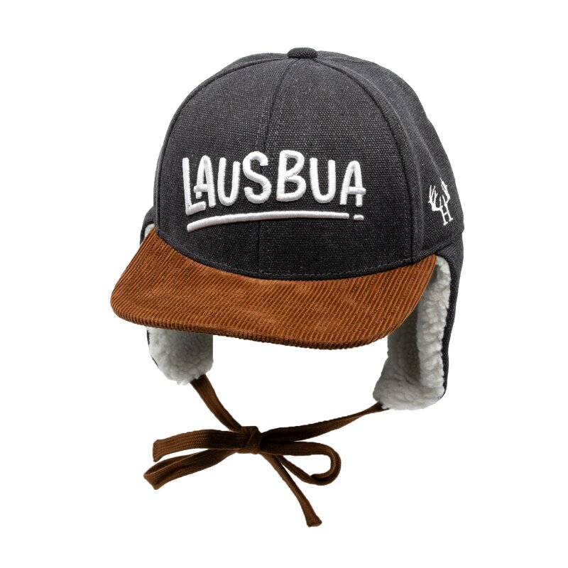 Du Hirsch Bayerisches Winter Cap Kinder Lausbua - Dunkelgraue Mütze Mit Ohrenwärmern