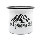 Bayerische Emaille Tasse - Heid geh ma steil!